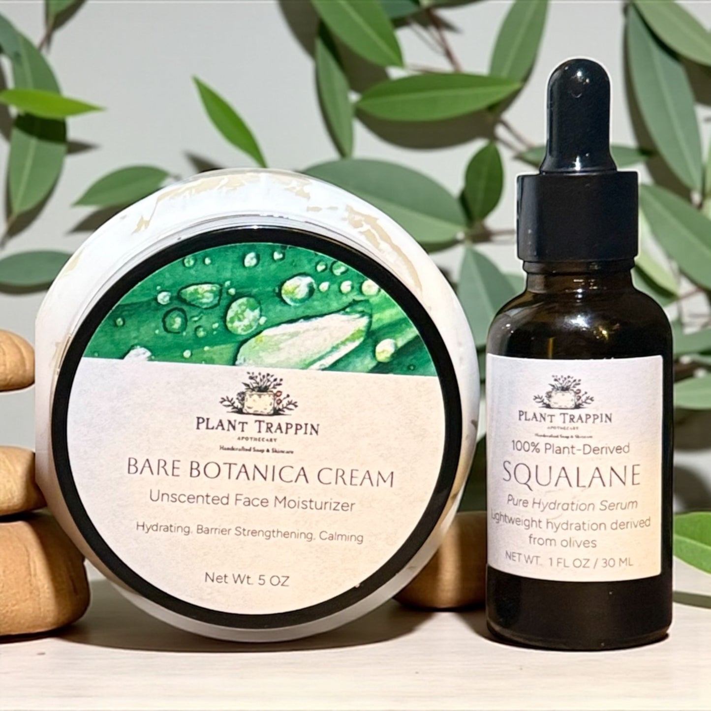 💧 Hydration Duo – Glow + Barrier Care | Squalane Serum + Bare Botanica Cream