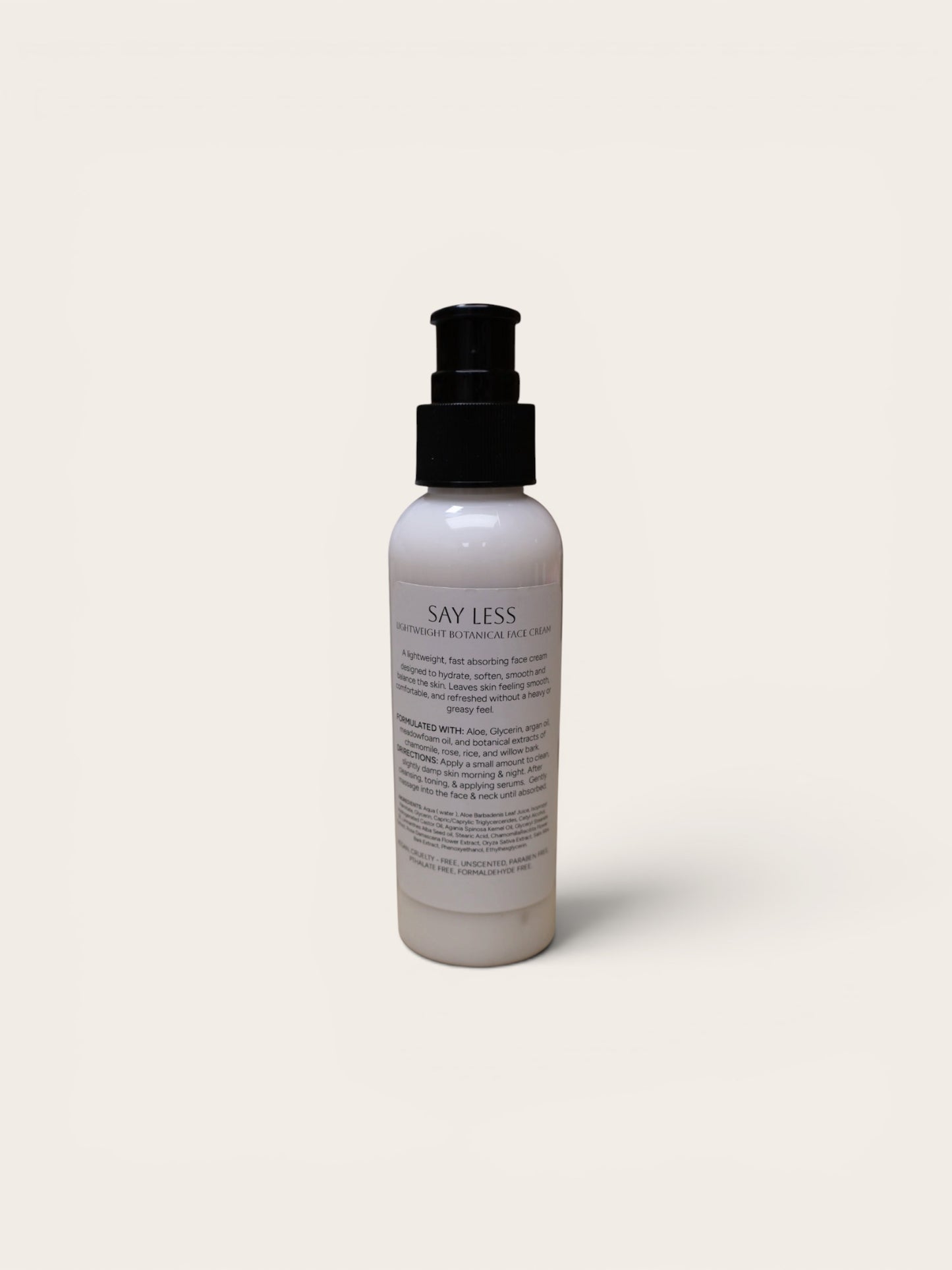 SAY LESS - Lightweight Botanical Face Cream Size: 4 oz